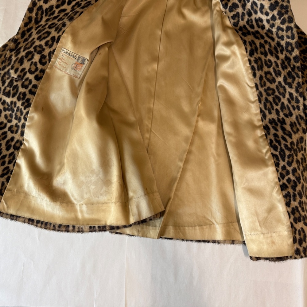 Leopard Print Faux Fur Women's Coat - Brown/Black - Picture 9 of 11